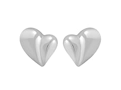 Sterling Silver Puffed Heart Studs