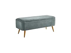Ball & Cast Velvet Storage Bench Grey