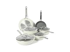 Sur La Table 10 Piece Titanium Ceramic Nonstick Set, Linen White