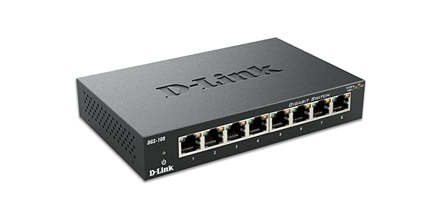 Switch Réseau D-LINK DGS-108 8 Ports Gigabit - Neuf (boîte Ouverte Mais Jamais Utilisé), Connexion Filaire Rapide