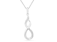 Sterling Silver 0.10 CT Dia Infnity Swoosh Necklace