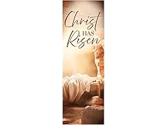 Christian Brands Easter Banner “Christ Has Risen” Tomb Church Banner, 2' x 6'