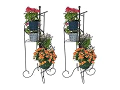 Sunnydaze 4-Tier Metal Iron Plant Stand, Set of 2