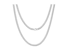 SytsLNKXXX Miami Cuban Chain Necklace, Silver
