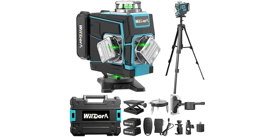 Wildora 4x360° 16-Line Self-Leveling Laser Level w/ Tripod $47 + Free S&H w/ Prime