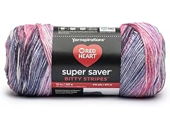 Red Heart Super Saver Bitty Stripes Yarn- Grapey