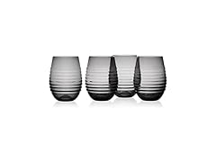 Mikasa Ciara Smoke Set of 4 Stemless Wine Drinking Glasses