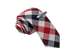 Skinny Tie  SKM2209 Red & Blue Plaid