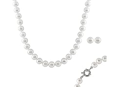 Large White Pearl Necklace Set