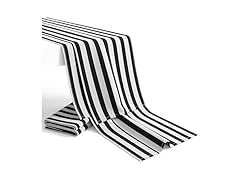 Black and White Table Runner (108 Inch Length) Striped
