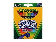 Wshbl Crayons, Large, 8 Clrs/Box, Total 12 Boxes