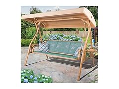 ZZW 8005 Textilene Patio Swing Bamboo-style Frame Green