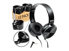 (10 PACK) Barks Classroom On-Ear Premium Student Bulk Headphones