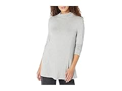 Womens Jersey MockNeck Swing Tunic Lt Hthr Grey (S)