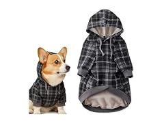 Pet Passion Rocky II Dog Hoodie, Black Sand Plaid XXXS