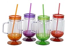 Mason Jar Mugs with Straws 18oz.-S/4