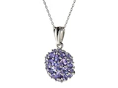 Sterling Silver Tanzanite Round Cluster Pendant