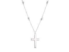 Sterling Silver Cross and Bead Necklace