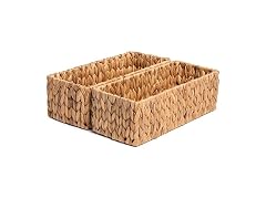 JS HOME Water Hyacinth Wicker Storage Baskets, 2-Pack 