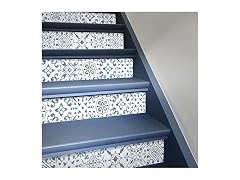 funlife 14pcs Peel and Stick Vintage Moroccan Pattern Stair Riser Decals,