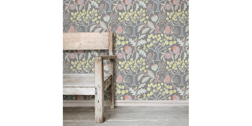 Groovy Garden Grey Peel & Stick Wallpaper