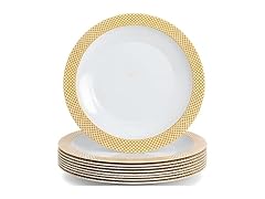 Fun Express Gold Diamond Rim Clear Plastic Chargers