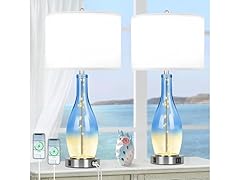 BesLowe Tall Glass Table Lamps Set of 2