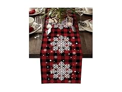 PIEPLE Christmas Table Runner-Red Black Buffalo Plaid Check
