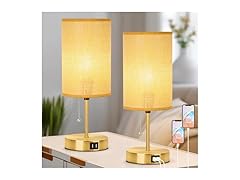 Lakumu 2 Pack Table Lamps w/USB, Yellow