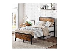 IDEALHOUSE Twin Bed Frame w/Wood Headboard
