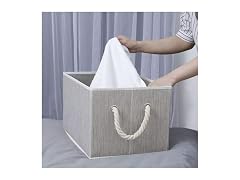 CROS Fabric Storage Bins 2 Pack with Rope Handles Beige