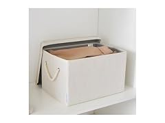 CROS Storage Baskets with Lid 2 Pack Beige Ivory