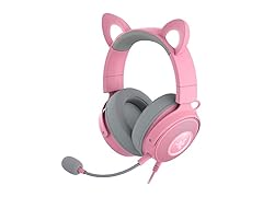 Razer Kraken Kitty V2 Pro Wired RGB Headset: Interchangeable Ears (Kitty, Bear, Bunny) - Stream Reactive Lighting - Detachable HyperClear Cardioid Mic - 50mm Drivers - 7.1 Surround Sound - Quartz Pink (Open Box)