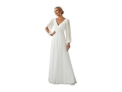 Ever-Pretty Women V Neck Long Lantern Floor Dress