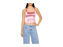Forever 21 Women (XL) Satin Halter Crop Top Pink