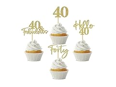 Hengmerry 48Pcs 40th Birthday Cupcake 