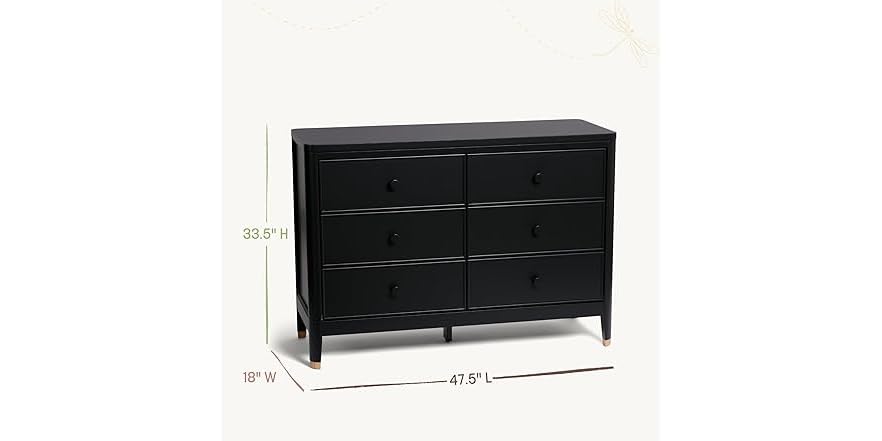 Little Seeds Aster 6-Drawer Dresser, Black