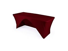 LA Linen Open Back Spandex Tablecloth for a 8-Foot Rectangular Table, 96 by 30 by 30-Inch, Burgundy