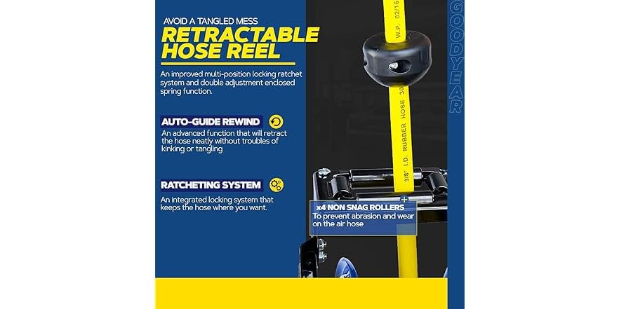 Enrouleur D’air DYNAFLO Auto-rétractable 1/2” X 50’ – Le Bricoleur Mobile