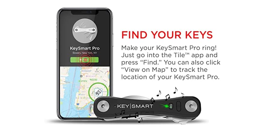 Smart Key Stand KeySmart Pro - Key Holder w LED Light & Tile Smart