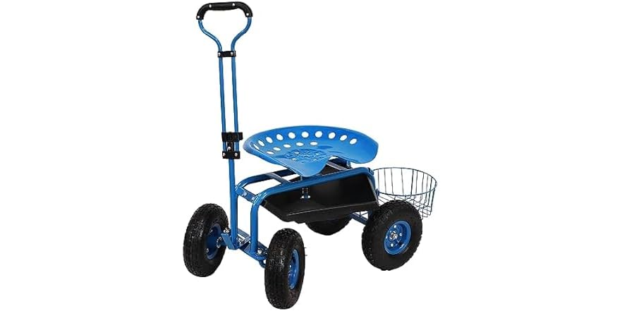 Sunnydaze QH-RCP042-BL Blue Rolling Garden Cart