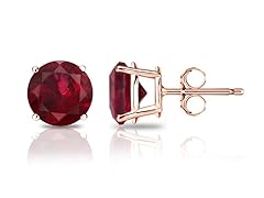 18K RGP Round 6MM Red CZ Stud Earrings