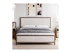 Senfot Queen Metal Bed Frame, Upholstered Platform