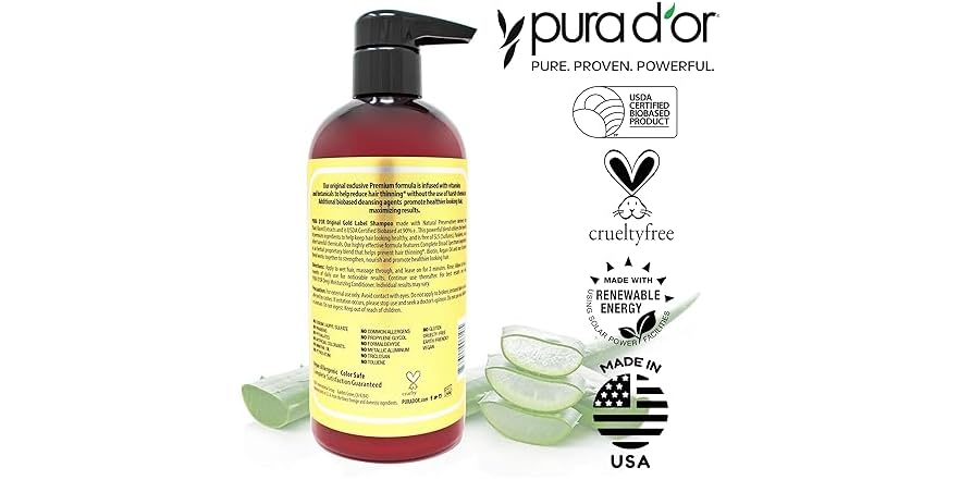 PURA D'OR 16 Oz Original Gold Label Anti-Thinning Biotin Shampoo