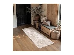 HUGEAR Beige Abstract Runner Rug 2' x 6'