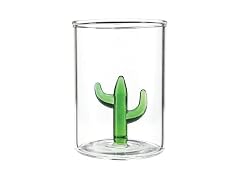 Shot Glass Clear Small Glasses with 3D Cactus Figure, Set of 4, Green