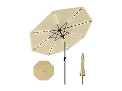 GarveeLife 10ft Solar LED Umbrella Beige