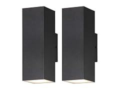 2-Pack Outdoor Wall Lights, Large LED Up and Down Lights, Black