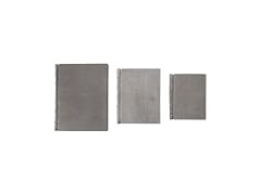 Creative Co-Op 3-Piece Stonewashed Canvas Bound Paper Notebooks, Antique Grey