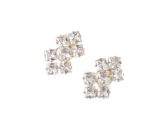 18K Gold Asymmetric CZ Stud Earrings